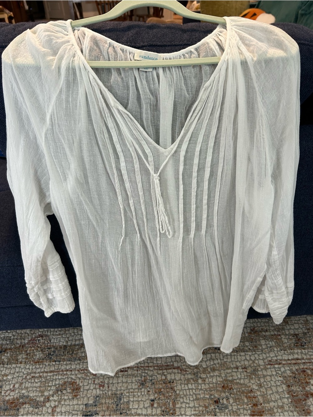 Sundance White Gauze Pintuck Swim Coverup Tunic